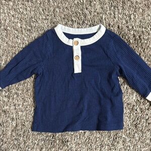 Cat & Jack Blue Long Sleeve Tee with White Trim